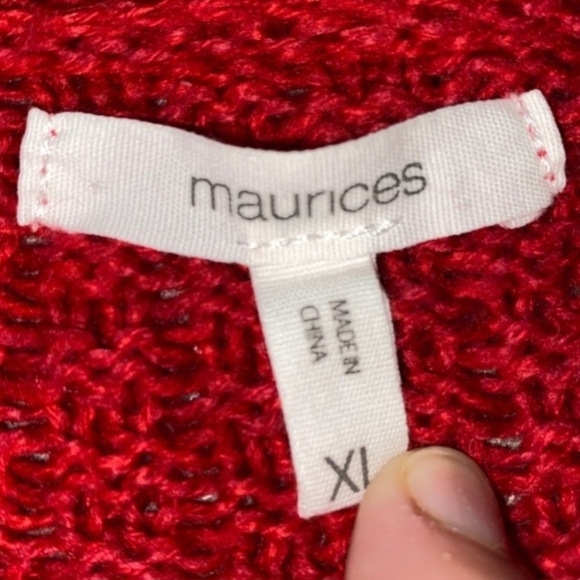 Maurices Red Knit Cable Sweater Top Women's XL Crew Neck Holiday Winter Classic - Picture 4 of 8